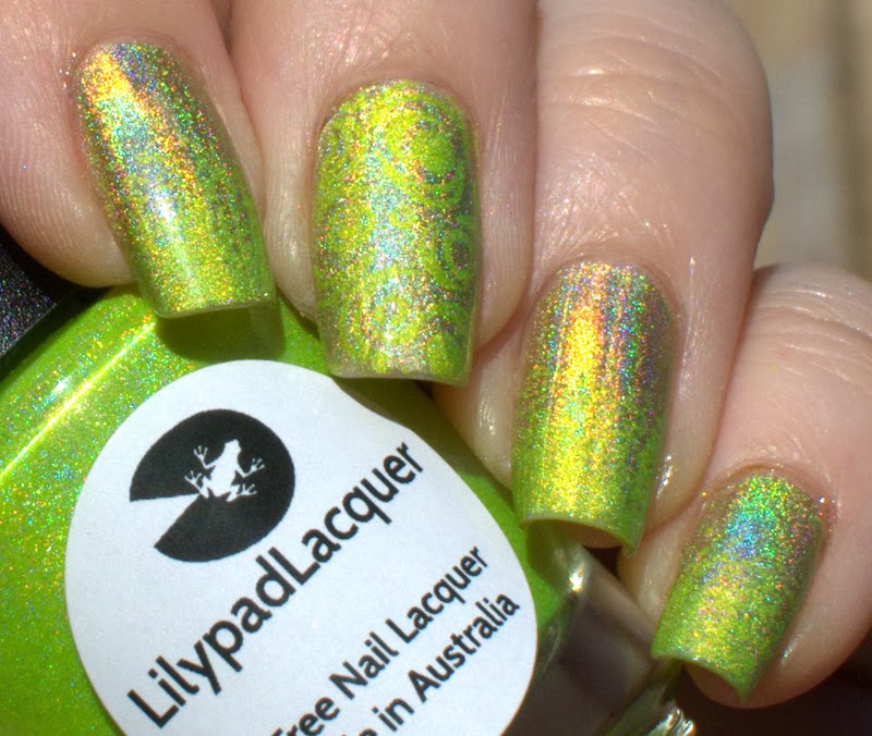 Layla Gold Idol with Lilypad Lacquer Zombee gradient and stamping