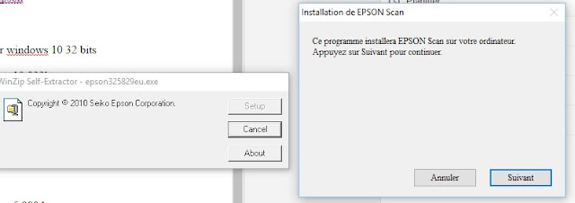 j'ai sélectionné epson Scan 3.244 à télécharger v100 instaletion