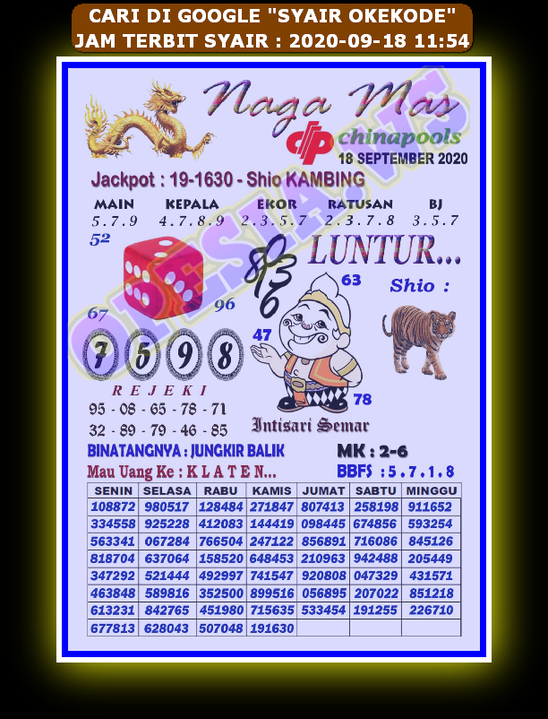 Syair Sdy 18 September 2020 Kode Syair Sgp Syair Hk Syair Sydney 2021