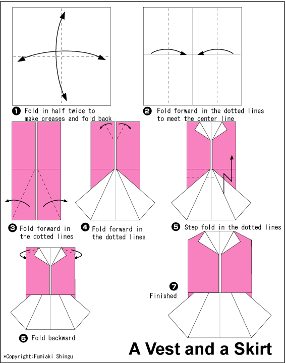 Vest and A Skirt (Large Size) - Easy Origami instructions For Kids