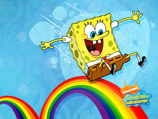 Sponge Bob Smiling on Rainbow Wallpaper