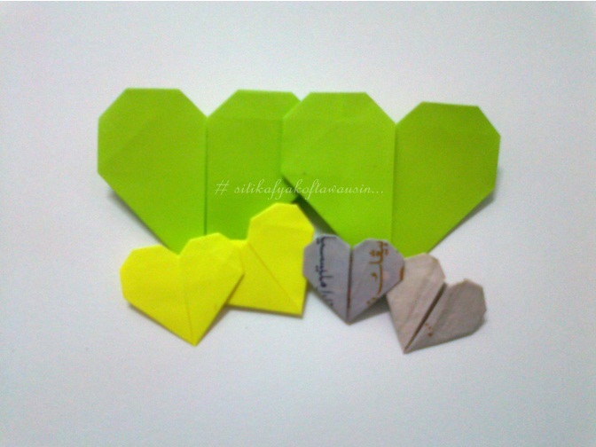 cara buat origami double heart (double love) Siti Kektus