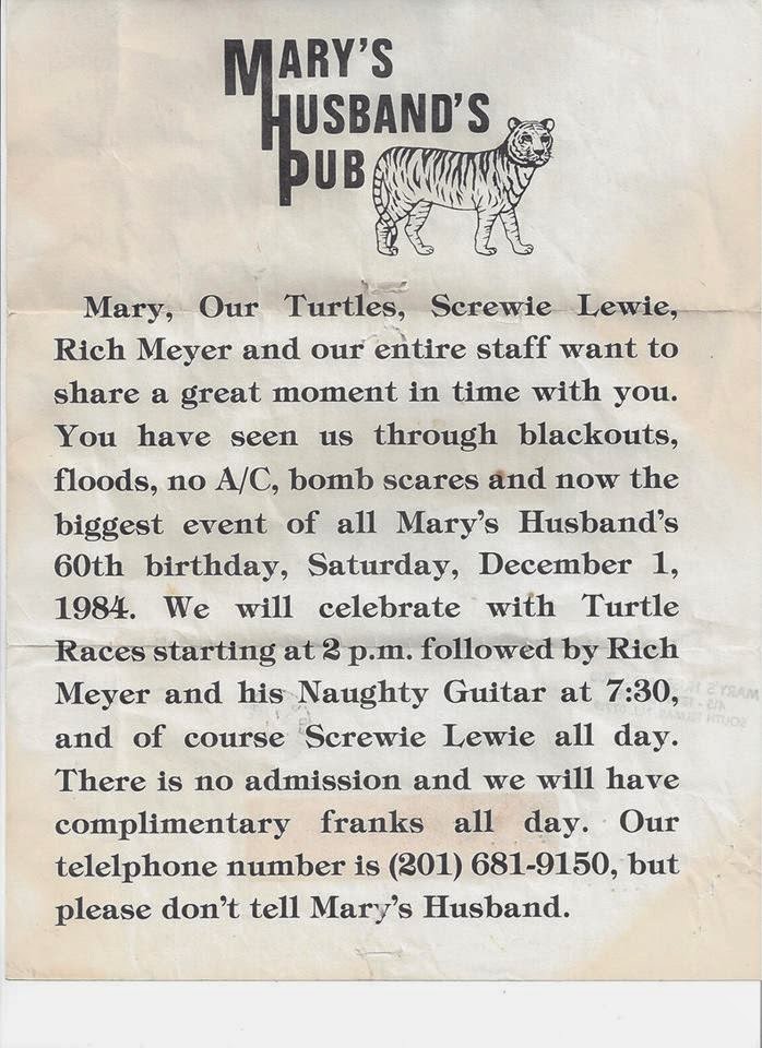 Mary's Husband's Pub Belmar, New Jersey flyer