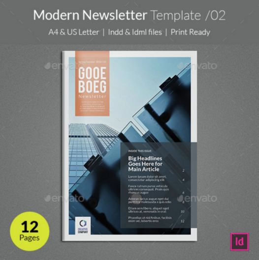 90 Best Printable Newsletter Templates Indesign Indd Pdf Designsmag Org Contemporary Newsletter Template