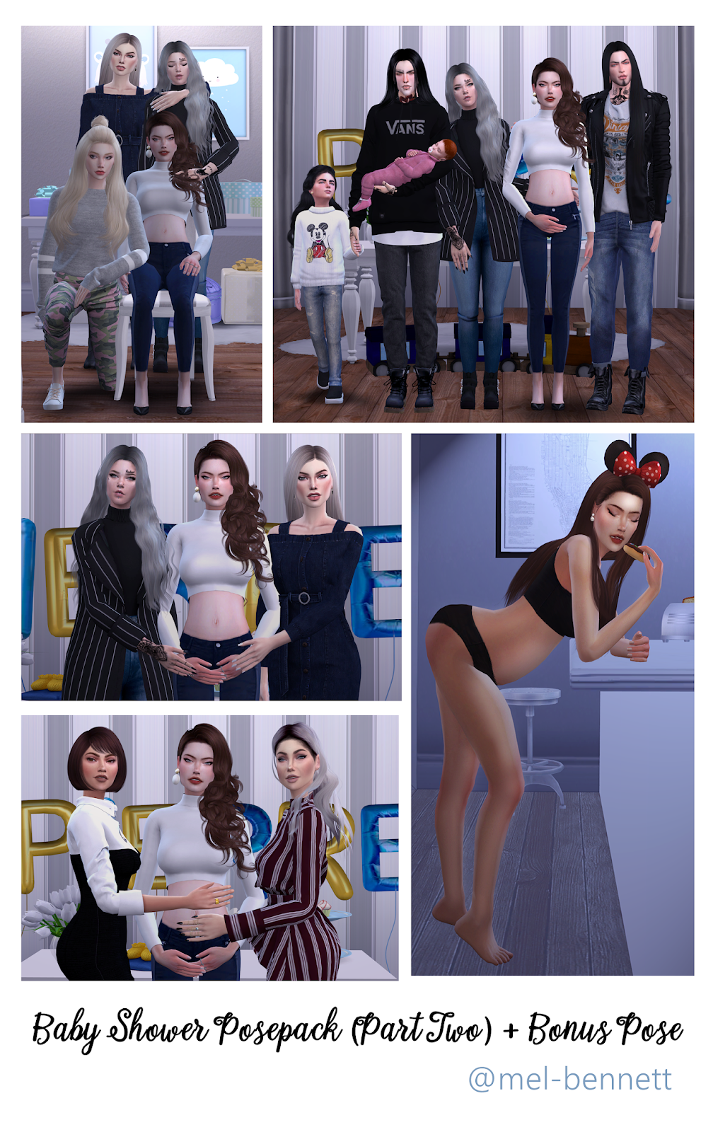 Sims 4 Baby Shower Posepack (Part 2) + Bonus Pose Mel
