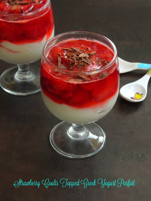 Strawberry Coulis & Vanilla Flavoured Greek Yogurt Parfait
