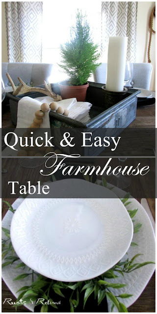 quick and easy farmhouse rustic tablescape for setting the dinner table quick and easily!