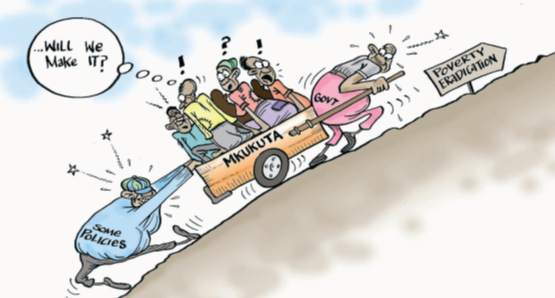 Policies are symbolized to be the big load pulling the cart of MKUKUTA (poverty reduction) back which is vigorously being pulled by the government.