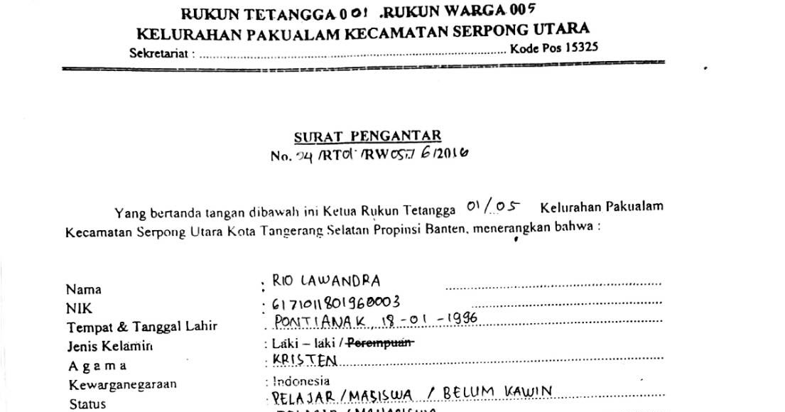 Contoh Surat Keterangan Domisili Tangerang Selatan - 28 