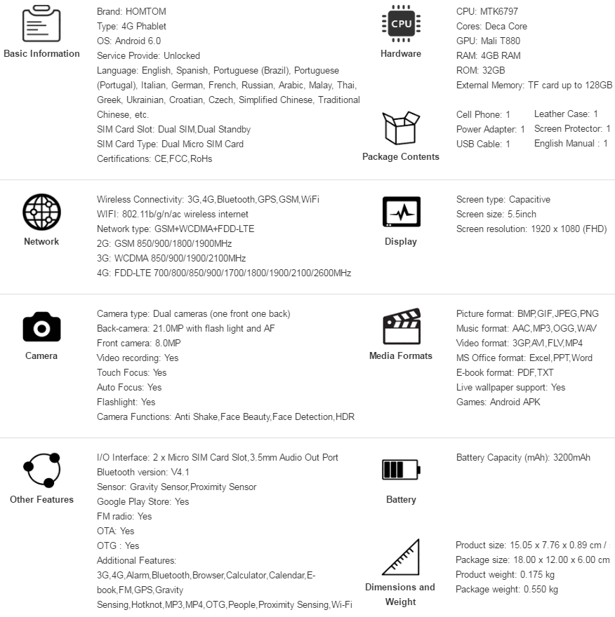HomTom HT10 4G Specs and Features HomTom HT10 4G Specs and Features