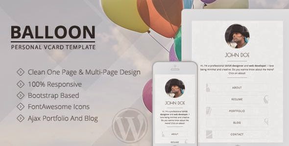 Best Personal vCard WordPress Theme Balloon - Personal vCard WordPress Theme