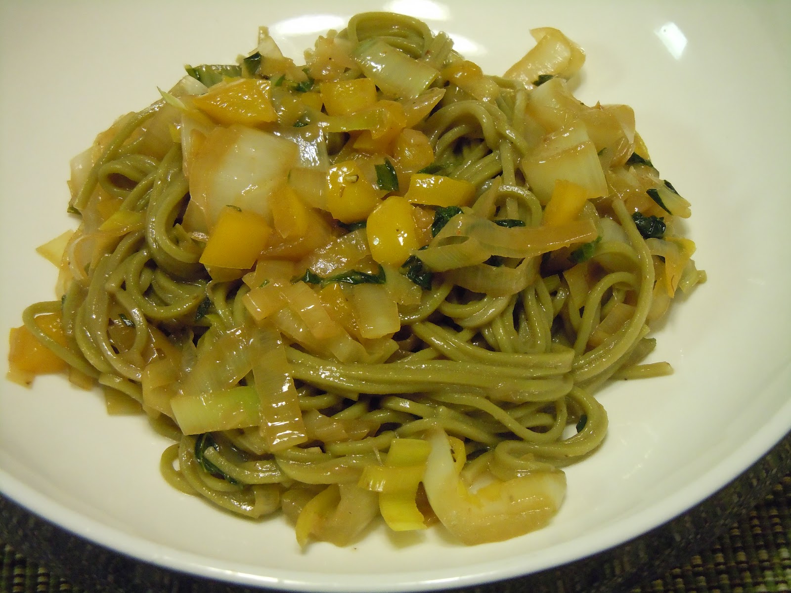 Let's Cook and Be Friends Green Tea Noodle and Vegetable StirFry with