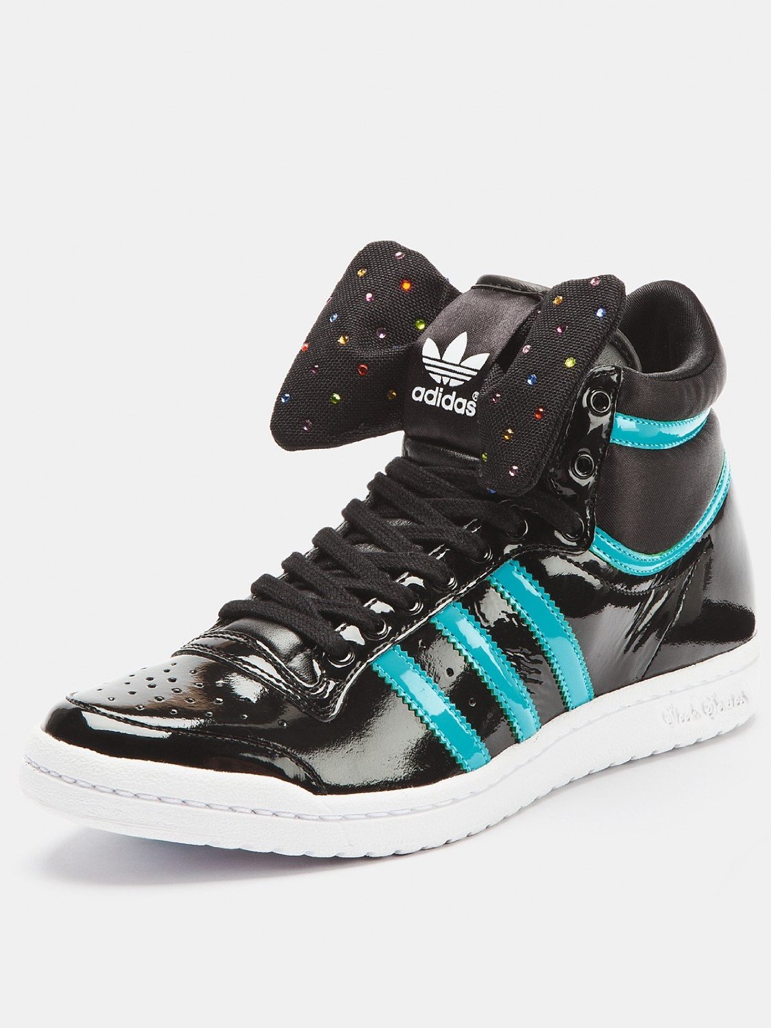Snazzy Sneakers: Adidas Black, Blue, and White High Tops