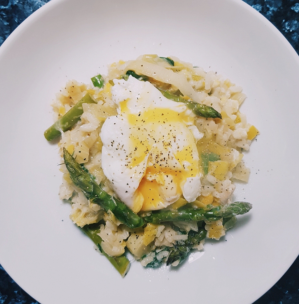 Smoked Haddock Risotto topped with a Poached Egg, Serves 4