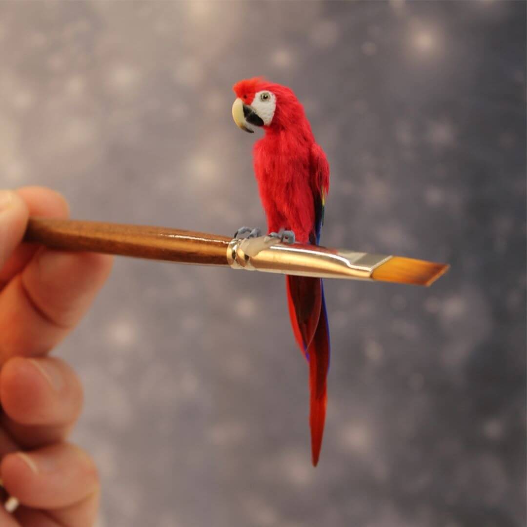 12-Scarlet-Macaw-Katie-Doka-Hand-Sculpted-Dollhouse-Miniature-Animals-www-designstack-co