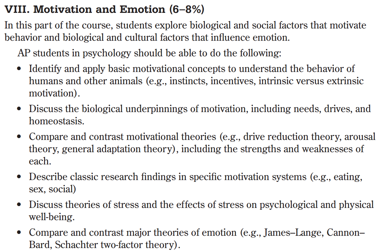 AP Psychology with Mr. Duez: 6.2:MOTIVATION-EMOTION