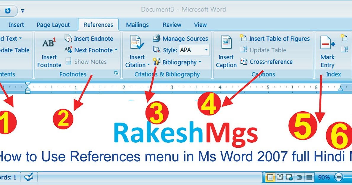 How to Use References menu in Ms (Microsoft) Office Word 2007 full ...