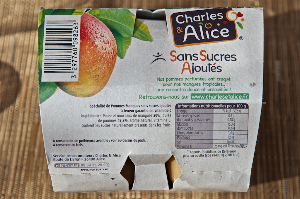 Desserts Pommes & Mangues Sans Sucres Ajoutés (8x100g) par Charles et Alice