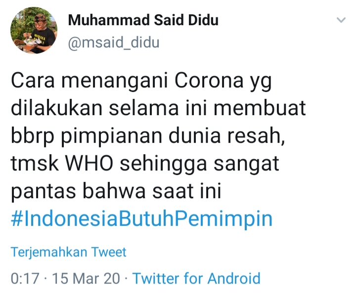 Hadapi Virus Corona, PKS: Jokowi Melepas Tanggung Jawabnya Sebagai Presiden