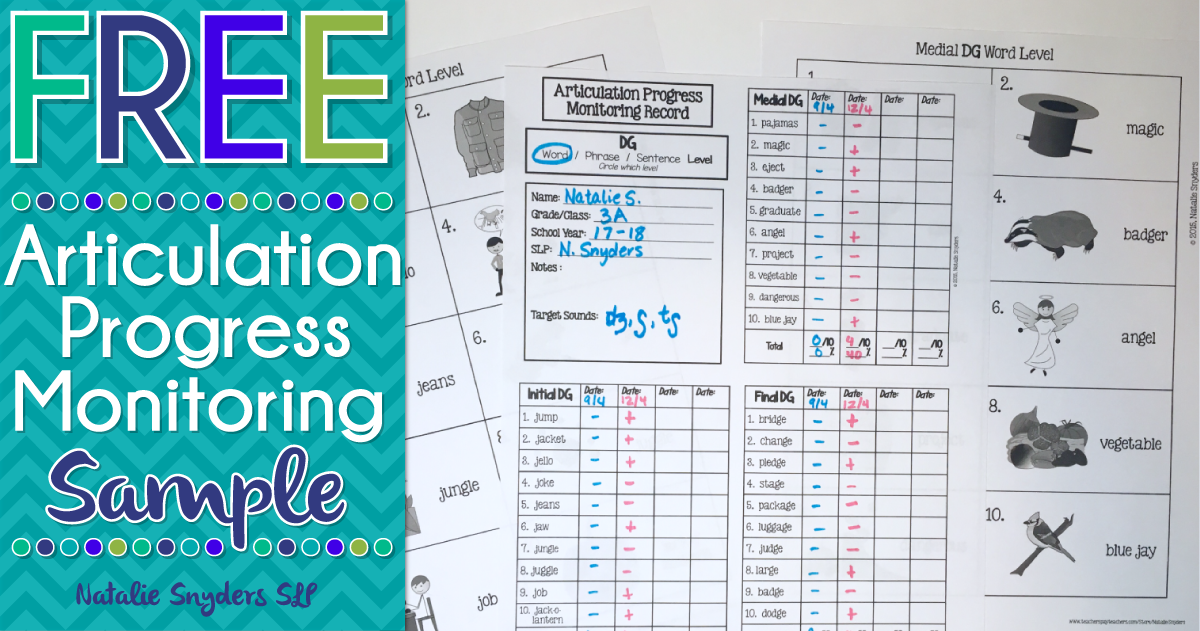 Articulation Progress Monitoring Tool Free Add On for the /dg/ Sound!