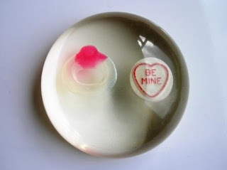 Custom made paperweight with a love heart sweet and Haribo ring