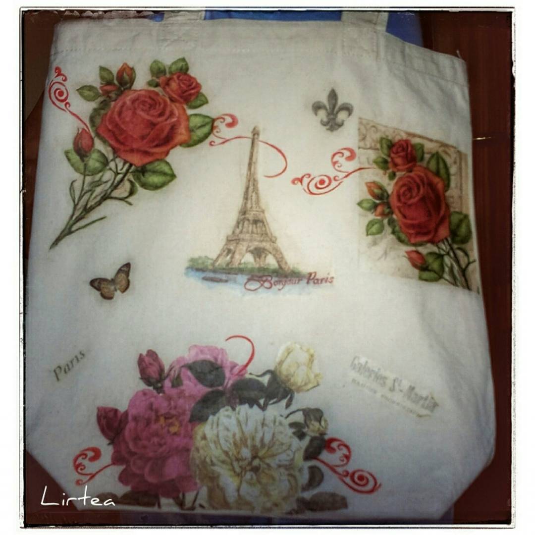 El Refugio de Lirtea BOLSA CON DECOUPAGE (DECOUPAGE EN TELA)