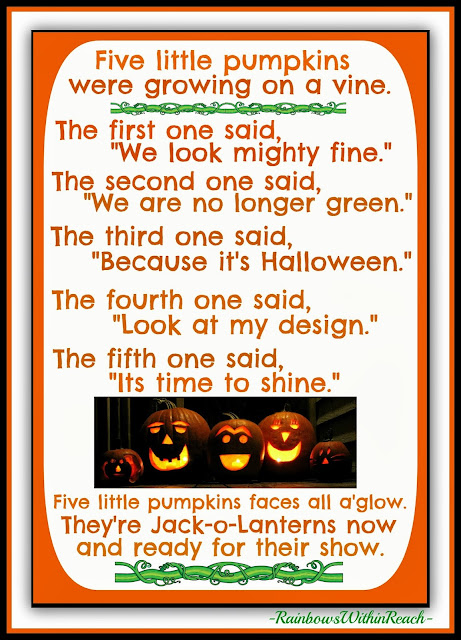 Five Little Pumpkins Adapted Poem from Debbie Clement at RainbowsWithinReach