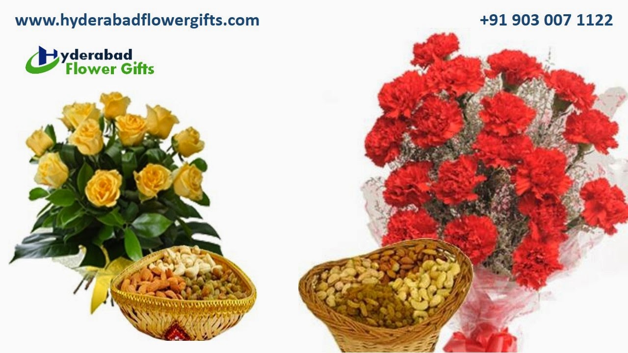 Hyderabad Flower Gifts Flowers with Dry Fruits in Hyderabad, on Make A Gif