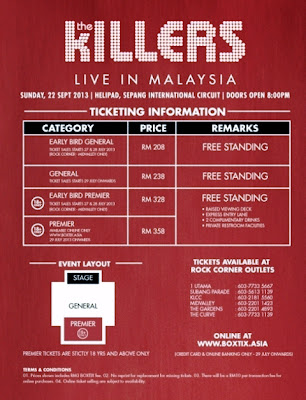 The Killers Live in Malaysia, malaysia concert, Brandon Flowers, Dave Keuning, Mark Stoermer and Ronnie Vannucci Jr