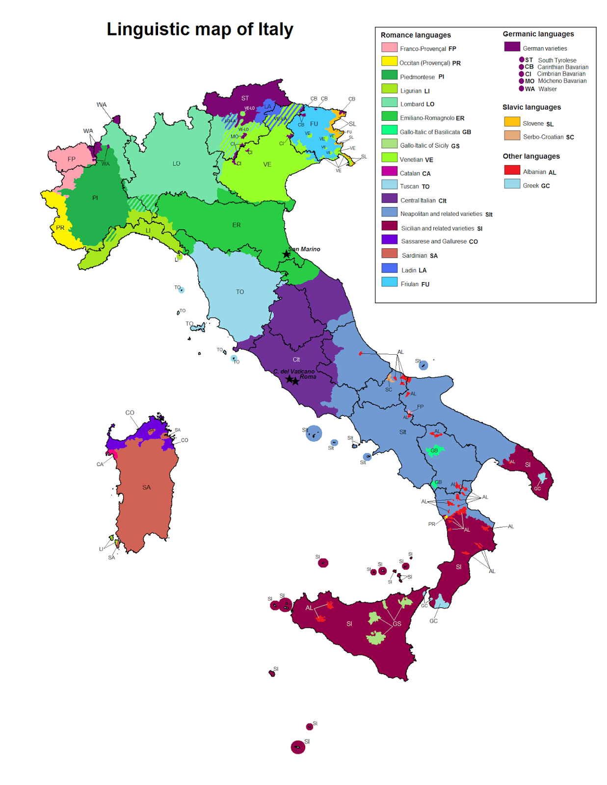 GLADIUS HOJE REFERENDO PARA - Linguistic Map Of Italy