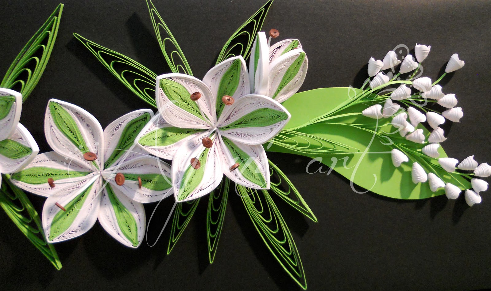 Ayani art Quilled white lilies 20/60 cm