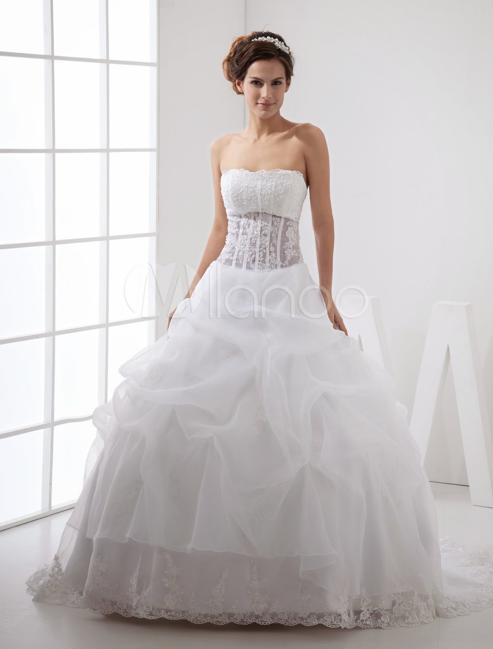 CaterinaFashionStyle Sash Satin Organdi Robe de mariée