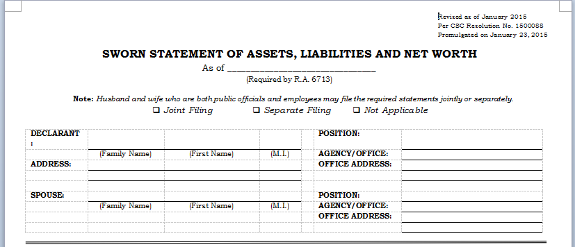 statement of net worth form