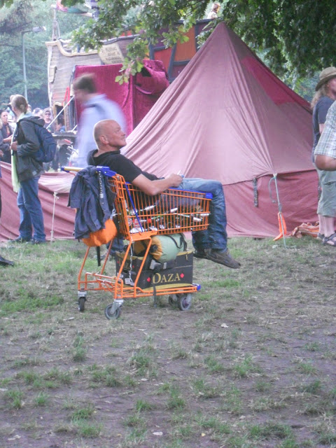 man in shopping cart