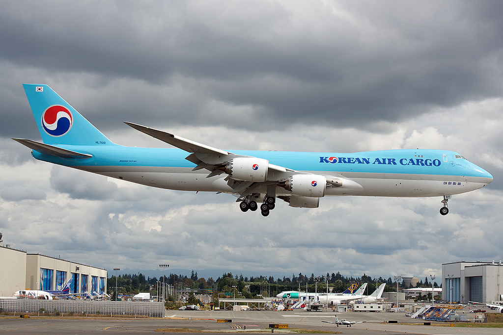 Puget Sound Boeing Test Flights HL7610 B7478HTF Korean Air Cargo