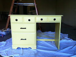 Canary Yellow Shabby Chic Desk with Black Hardware **SOLD**