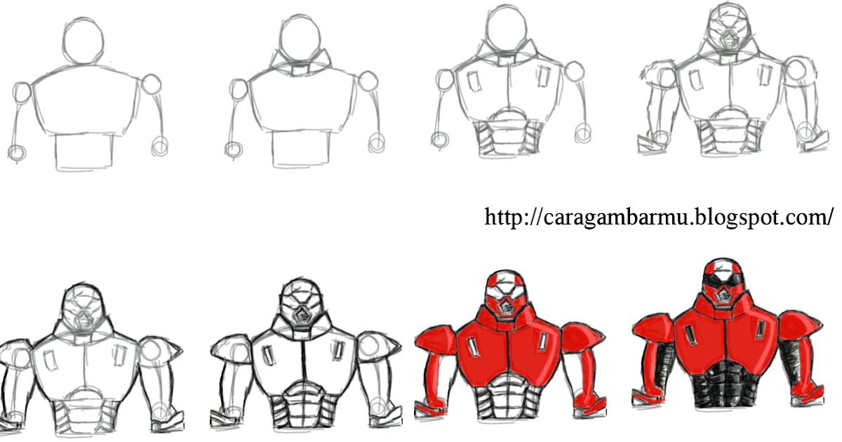 Cara dan Teknik Menggambar untuk Pemula Bentuk robot Cara dan Teknik Menggambar untuk Pemula Bentuk robot
