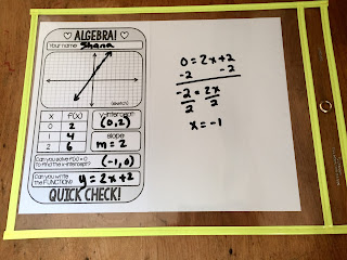 Algebra warm-up template in a page protector Algebra warm-up template in a page protector