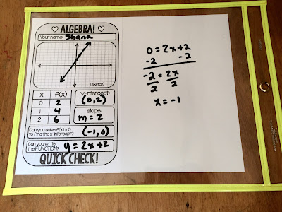 Algebra warm-up template in a page protector Algebra warm-up template in a page protector