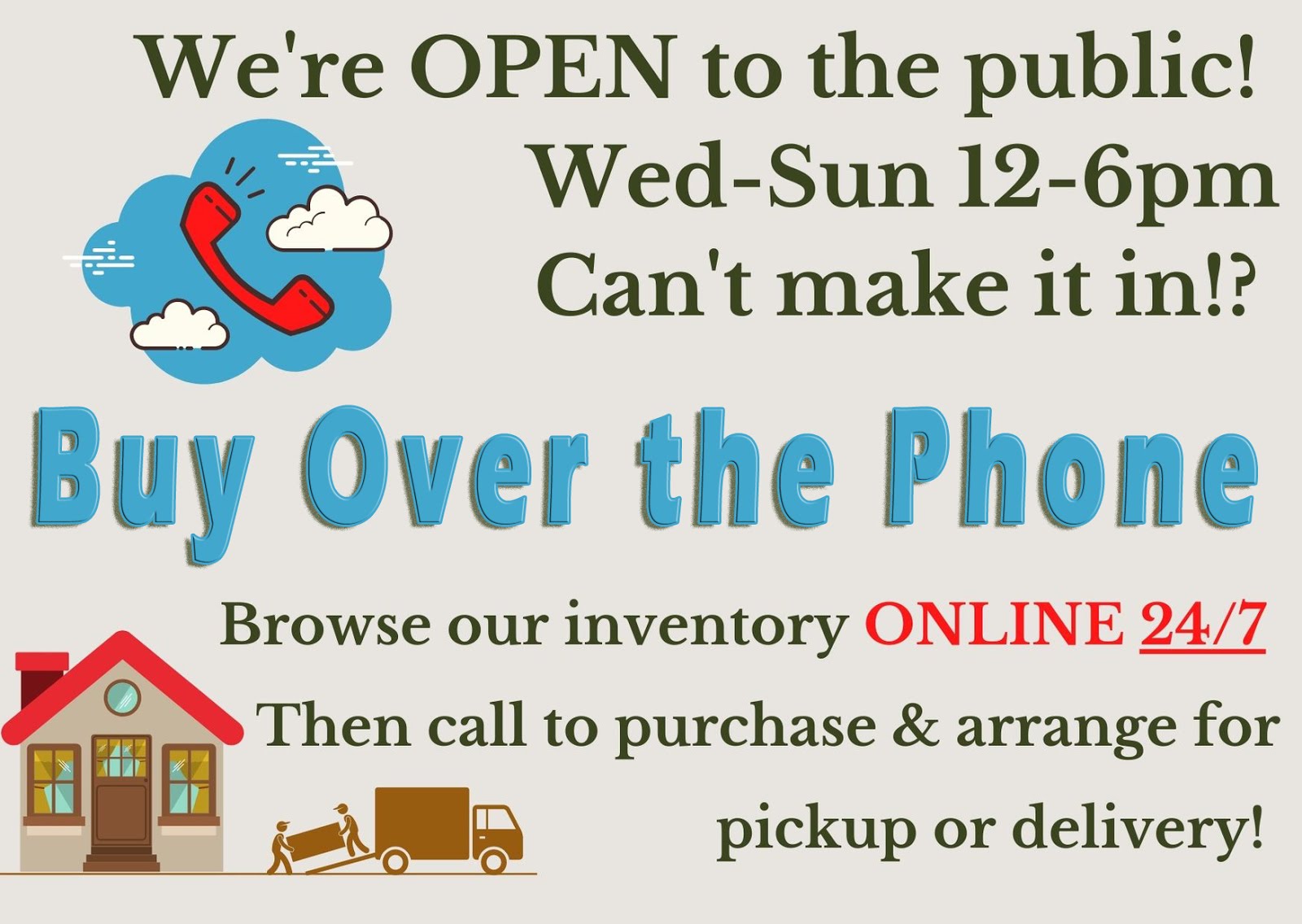 You don't have to come to the store to purchase furniture!