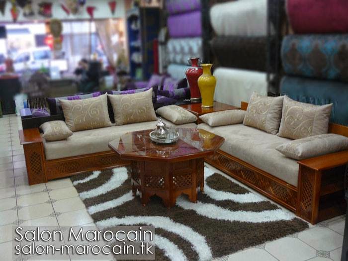 Salon marocain beige arabesque Antiquité Boutique Salon
