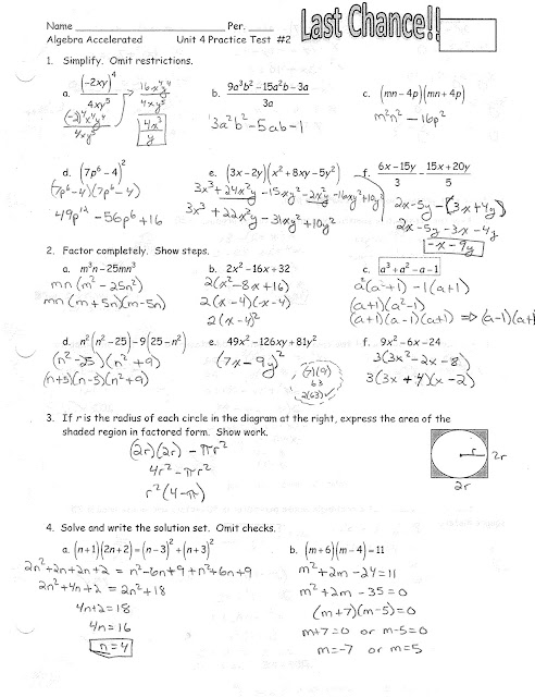 Iroquois Algebra Blog: Unit 4 Practice Test #2 Answer Key - My
