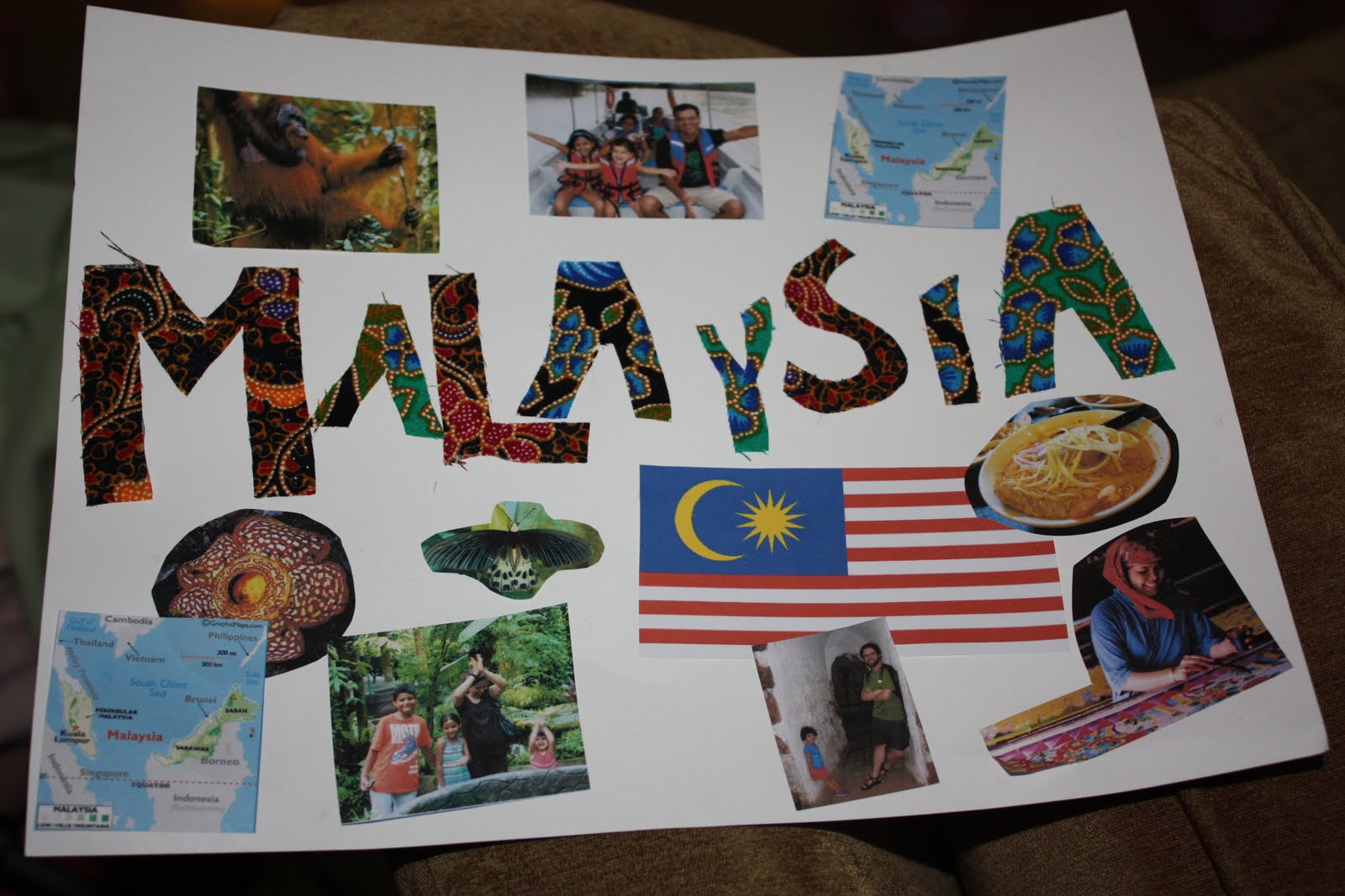 whirls and twirls around the world Malaysia crafts collage