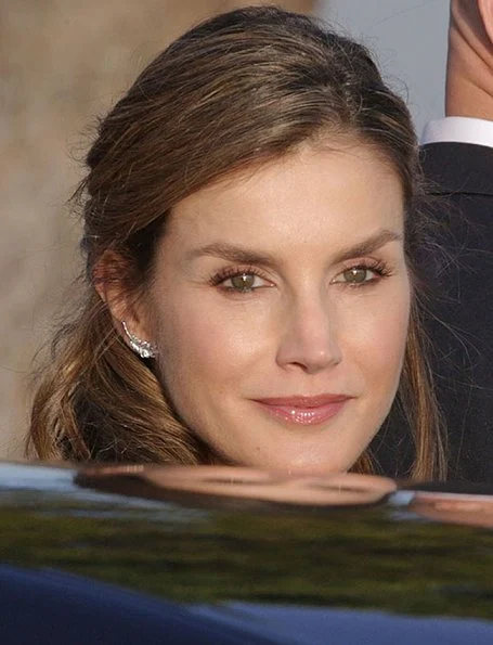 King Felipe and Queen Letizia of Spain attend a funeral chapel for Alicia de Borbon Parma, Duchess of Calabria at La Paz morgue in Madrid