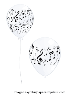 globos decorados con notas musicales