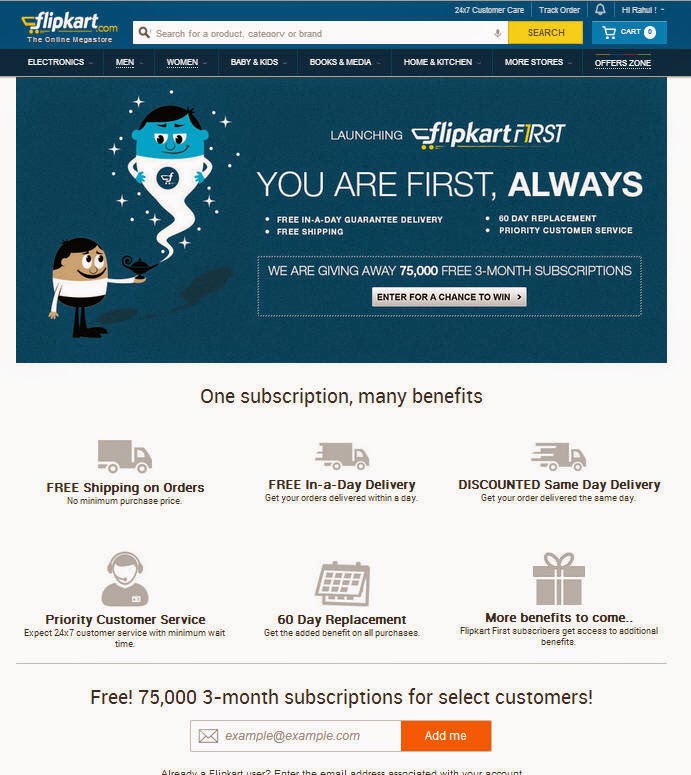 Flipkart launches paid subscription service Flipkart First Tech Siddhi