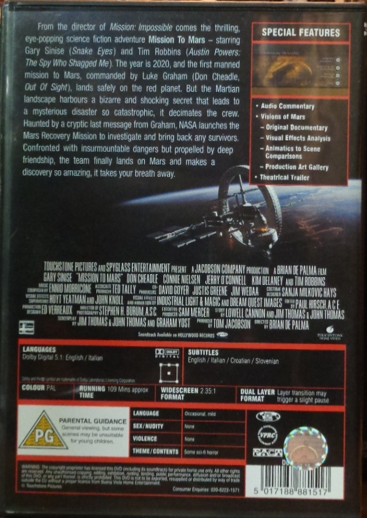 Movies on DVD and Blu-ray: Mission to Mars (2000)