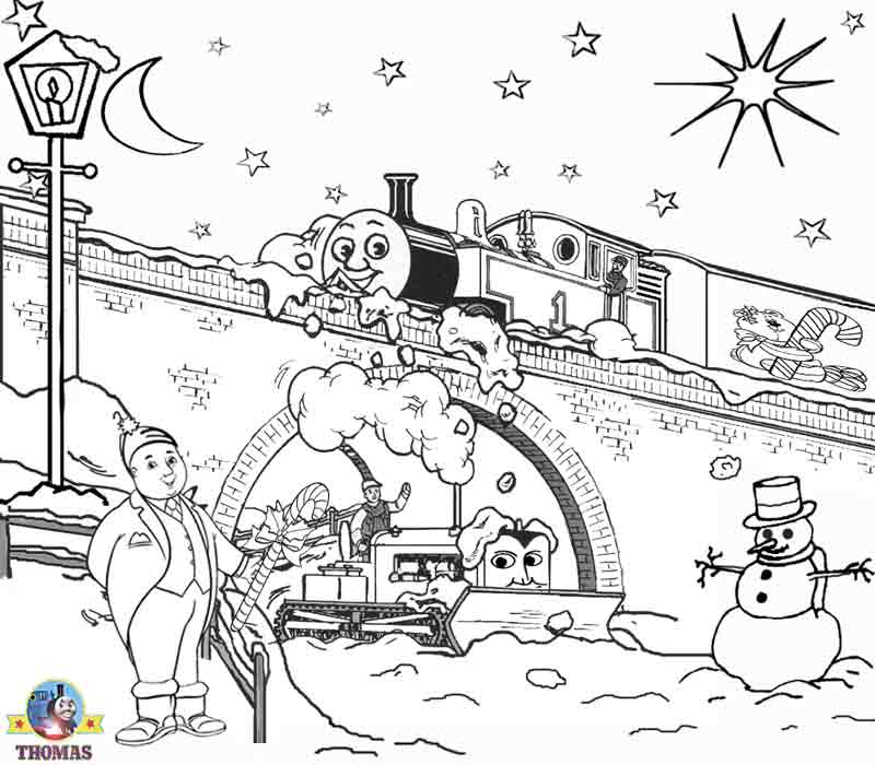  Christmas coloring pages for kids snowmen Thomas train and friends title=