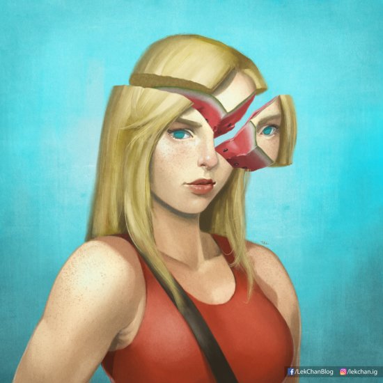 As surreais pinturas digitais influenciadas por glitches e bits de Lek Chan Lek Chan deviantart arte pinturas digitais surreais mulheres glitches