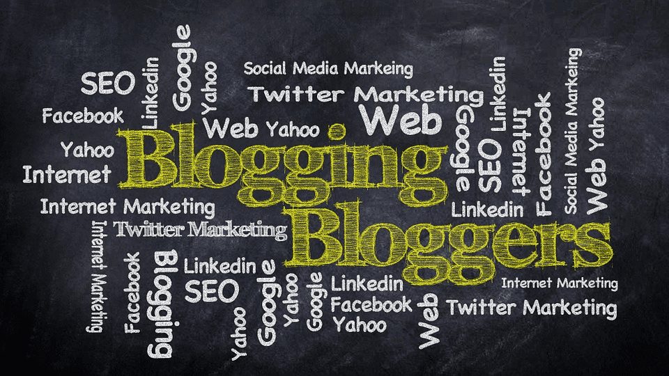 Tag cloud of blogging terms.